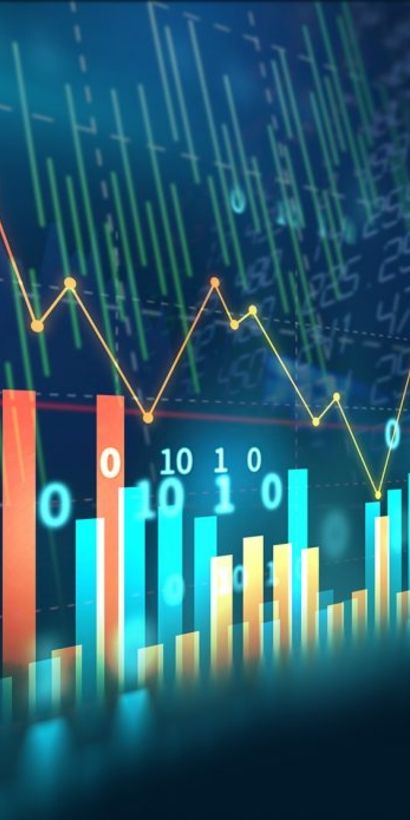 A graph with numbers on a computer screen. Financial markets - Inter-American Development Bank - IDB