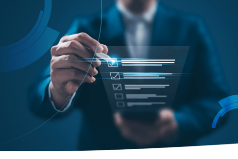 Man with a pencil pointing a 3D checklist - Trade - Inter American Development Bank - IDB